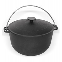 Cast iron tourism kazan with bail and lid 8L, 0708